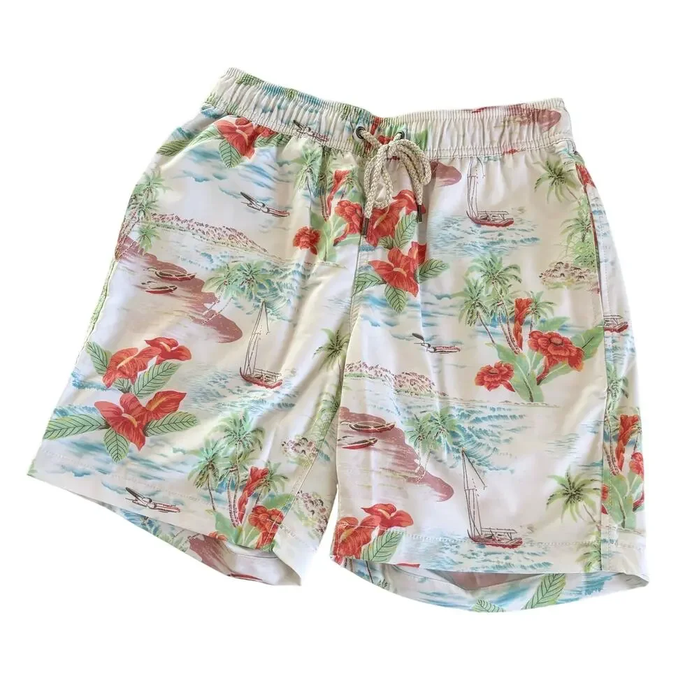 Faherty Beacon Tropical Print Swim Trunks Mens Shorts Size Small NWT